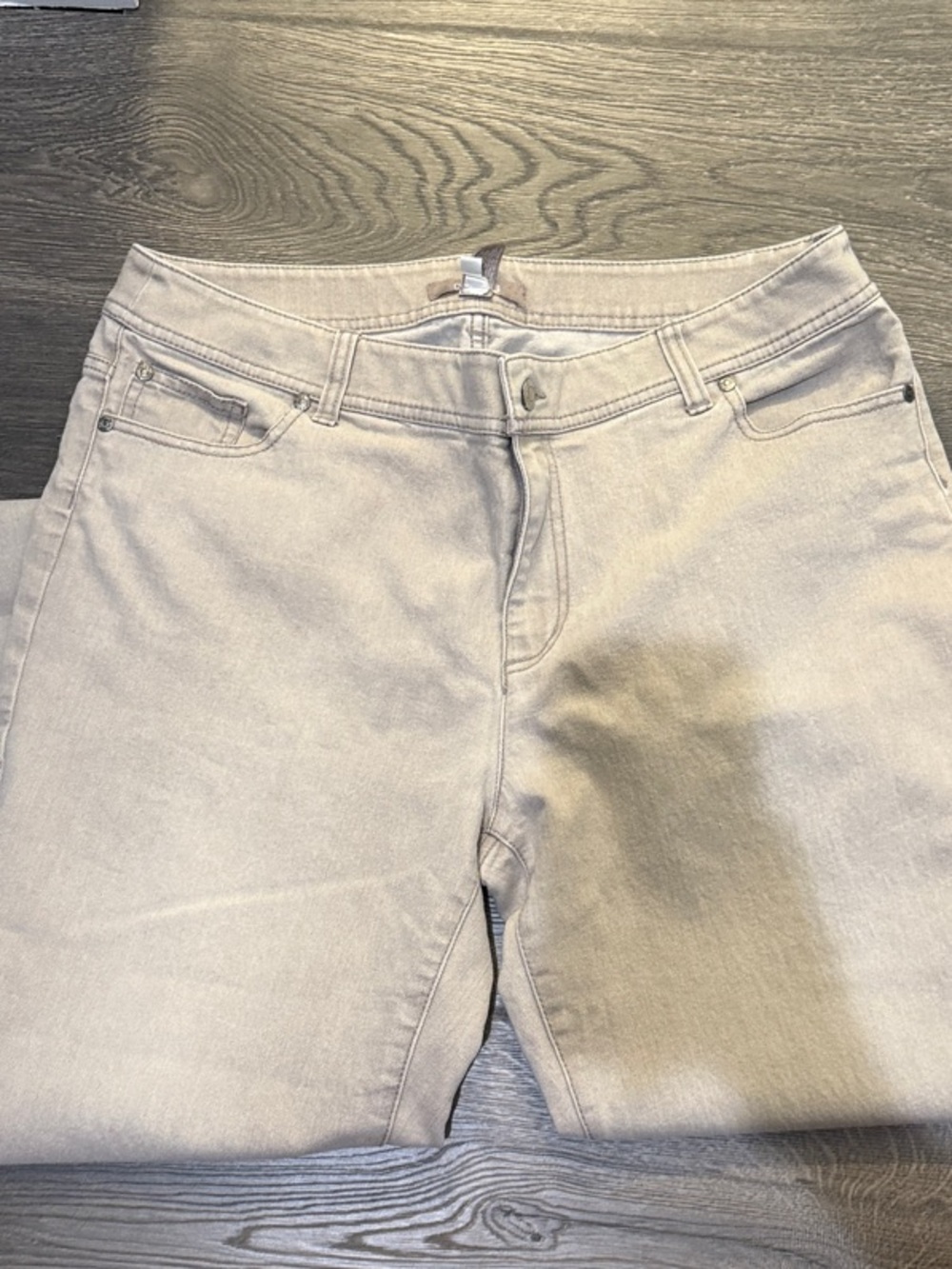 Chico's High-Rise Straight-Leg Jeans in Light Beige